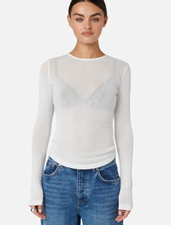 Bayse Myles Crew Neck Top - White< Shirts | Tops