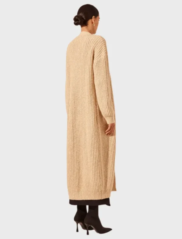 Shona Joy Olivia Longline Cardigan - Oat/ Ivory< Knitwear