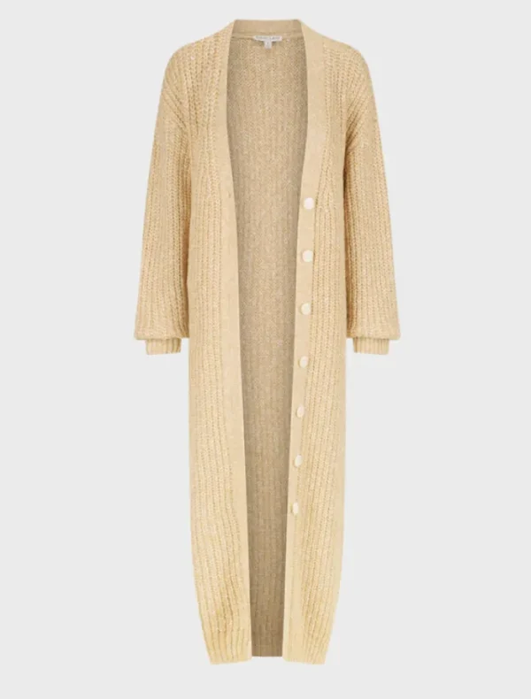 Shona Joy Olivia Longline Cardigan - Oat/ Ivory< Knitwear