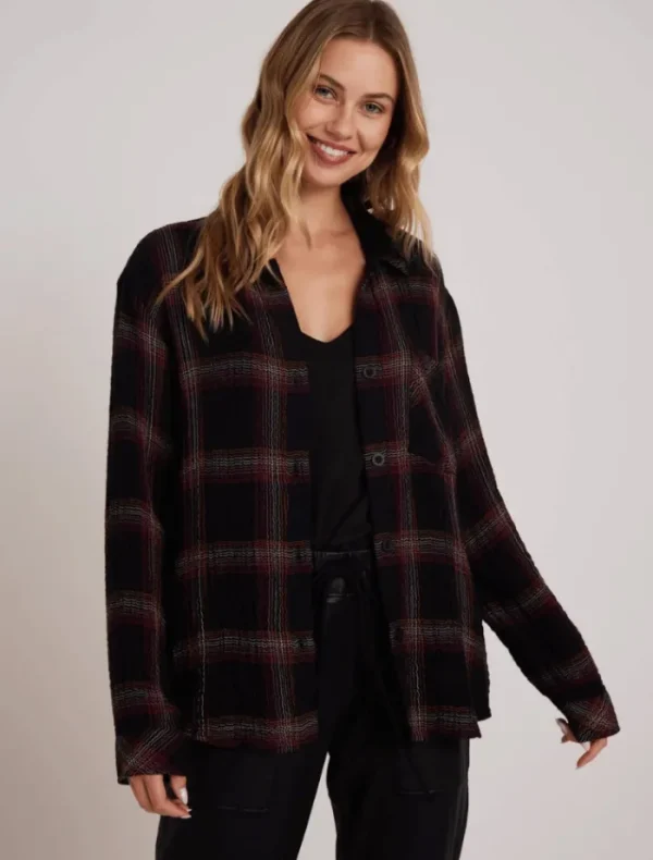 Bella Dahl Oversized Shirt with Pocket - Autumn Sunset Plaid< Shirts