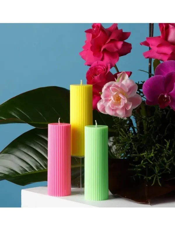 XRJ Celebrations Pillar Neon Candle - Yellow< Candles | Shorts