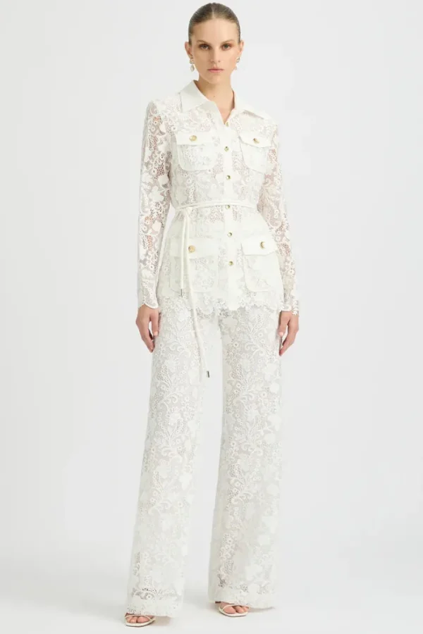 Sonya Rana Lace Blazer - White< Pants