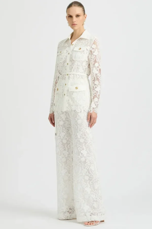 Sonya Rana Lace Blazer - White< Pants