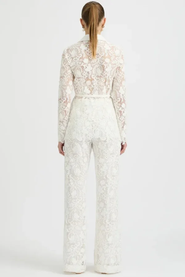 Sonya Rana Lace Blazer - White< Pants