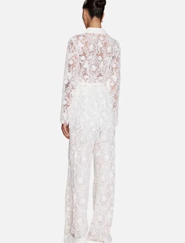 Sonya Rana Lace Flared Pant - White< Pants
