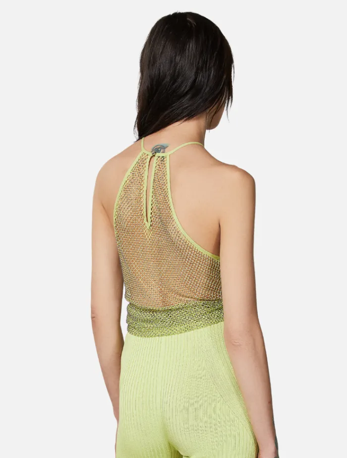 rhinestone_crew_neck_mesh_2.webp Patrizia Pepe Rhinestone Crew Neck Mesh Top - Asparagus< Shirts | Tops