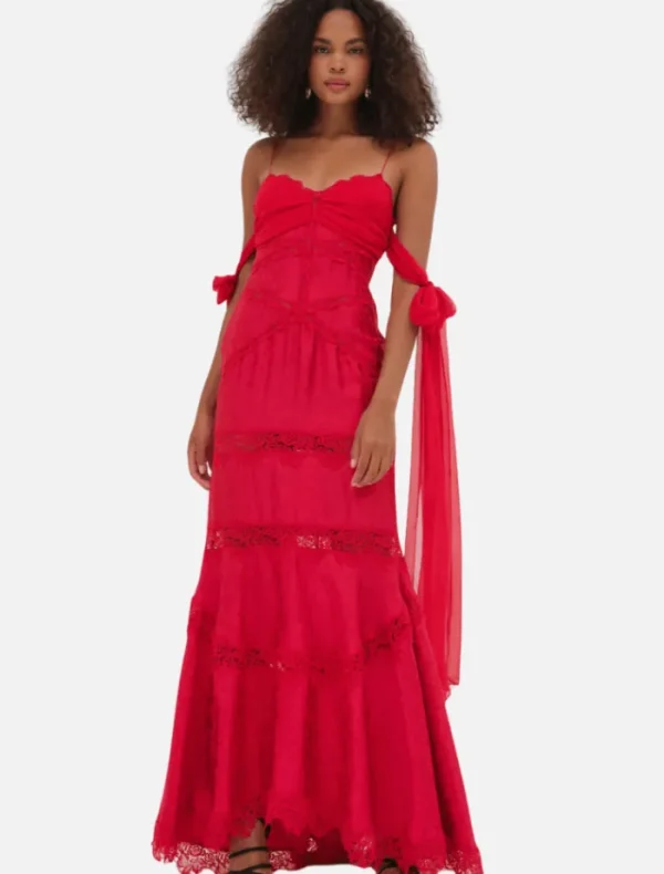 For Love & Lemons Rita Lace Gown - Red< Bras / Briefs | Skirts
