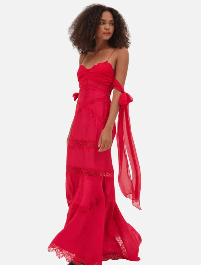 rita_lace_gown__red_2.webp For Love & Lemons Rita Lace Gown - Red< Bras / Briefs | Skirts