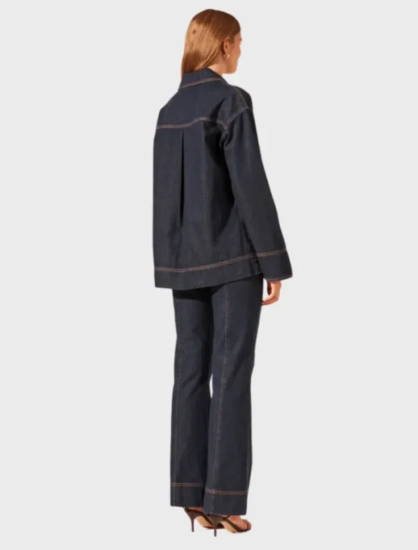 Shona Joy Rita Patch Pocket Shirt - Deep Indigo< Shirt Dresses | Long Sleeve Dresses