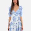For Love & Lemons Rosalyn Mini Dress - Blue< Long Sleeve Dresses | Casual Dresses