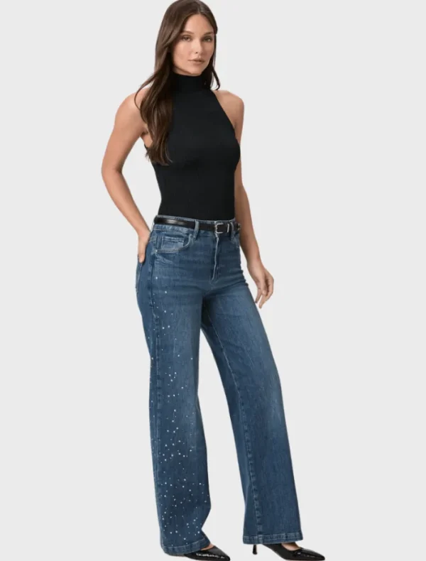 PAIGE Sasha High Rise Wide Leg 32 - Laurena Embellished< Denim | Tops