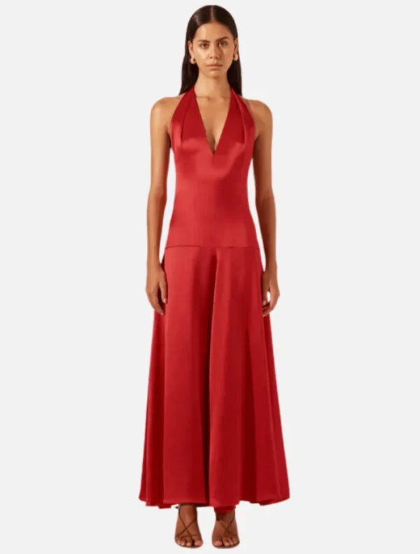 Shona Joy Savanna Halter Open Back Maxi Dress - Chilli< Casual Dresses | Mini Dresses