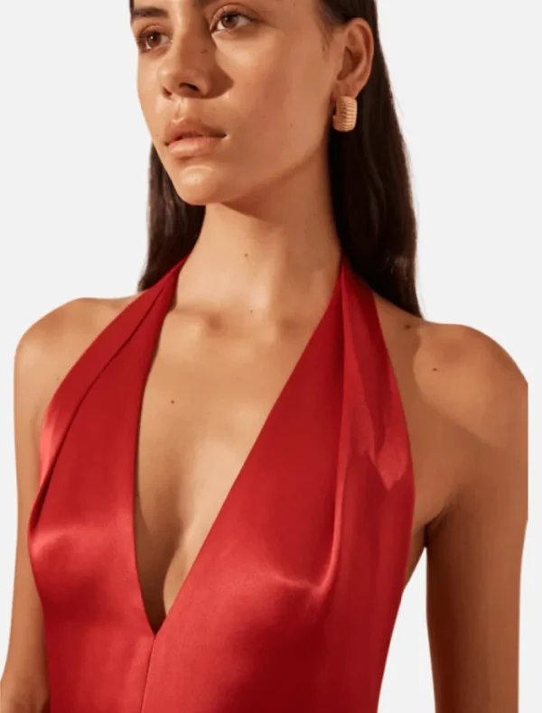Shona Joy Savanna Halter Open Back Maxi Dress - Chilli< Casual Dresses | Mini Dresses