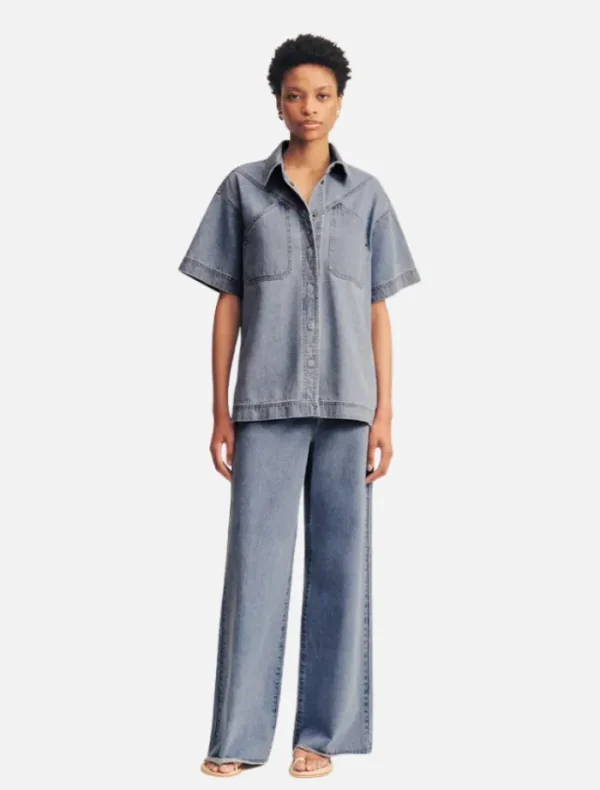 Shona Joy Short Sleeve Shirt - Mid Blue< Denim | Shorts