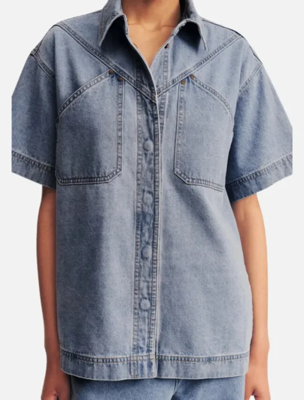 Shona Joy Short Sleeve Shirt - Mid Blue< Denim | Shorts