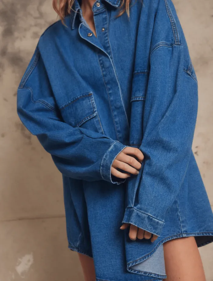 sion_shirt__indigo_denim_1.webp PIPPA Sion Shirt - Indigo Denim< Shirt Dresses | Long Sleeve Dresses