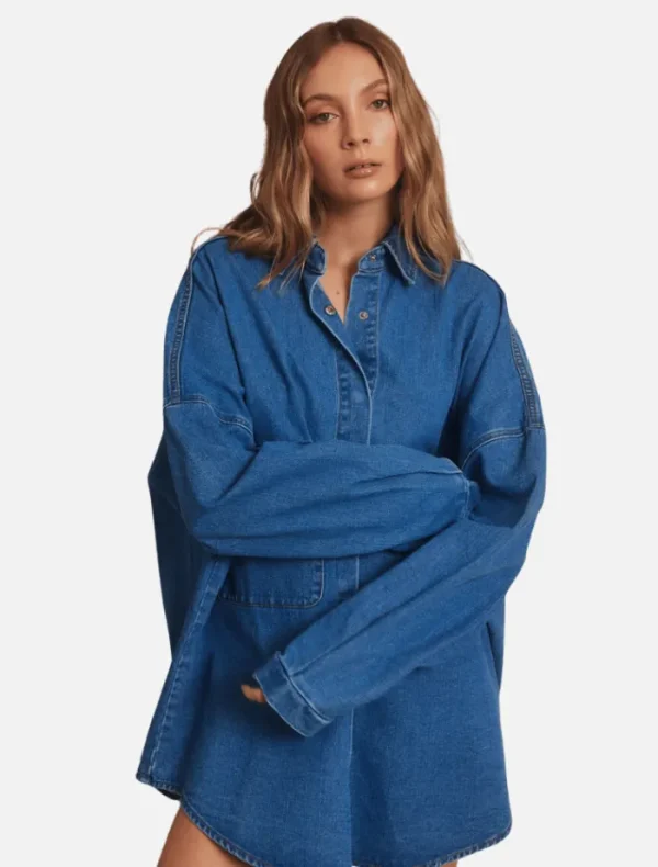 PIPPA Sion Shirt - Indigo Denim< Shirt Dresses | Long Sleeve Dresses