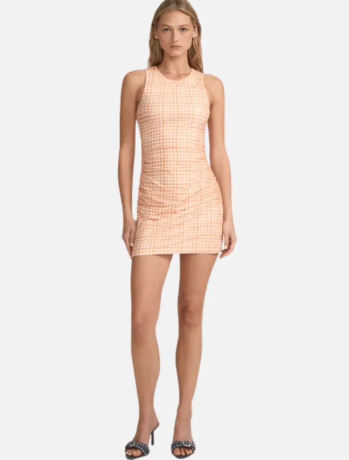 skipper_mini_dress__peach_0.webp Ownley Skipper Mini Dress - Peach Gingham< Casual Dresses | Mini Dresses