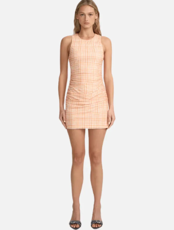 skipper_mini_dress__peach_3.webp Ownley Skipper Mini Dress - Peach Gingham< Casual Dresses | Mini Dresses