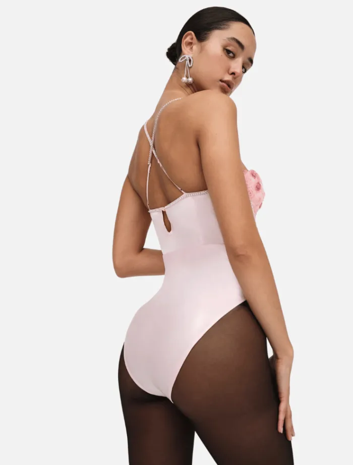 skye_bodysuit__pink_1.webp For Love & Lemons Skye Bodysuit - Pink< Shirts | Bodysuits