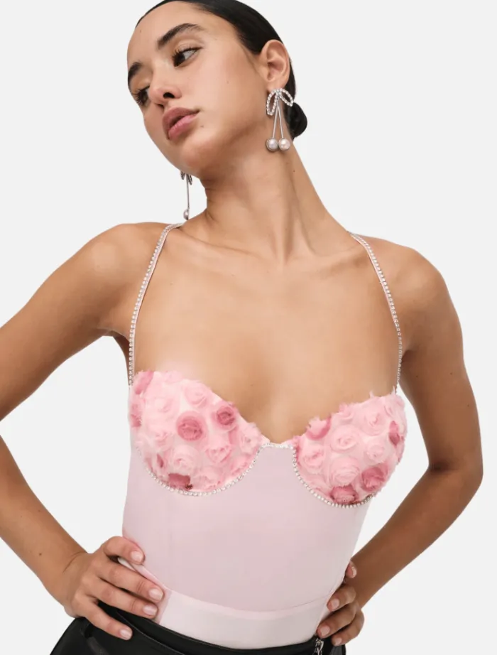 skye_bodysuit__pink_2.webp For Love & Lemons Skye Bodysuit - Pink< Shirts | Bodysuits