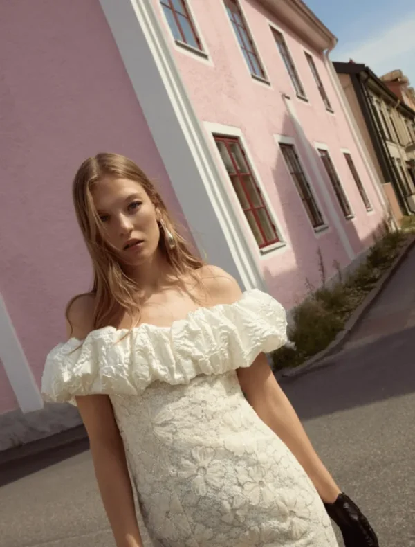 For Love & Lemons Snowflake Daisy Mini Dress - Cream< Casual Dresses | Mini Dresses