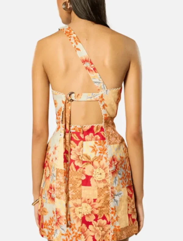 Winona Solene Asymmetrical Short Dress - Orange Floral< Casual Dresses | Mini Dresses