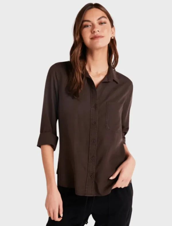Bella Dahl Split Back Button down - Chestnut Brown< Shirts | Tops