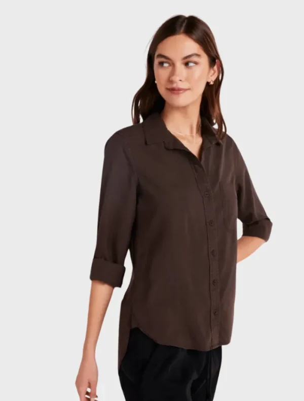 Bella Dahl Split Back Button down - Chestnut Brown< Shirts | Tops