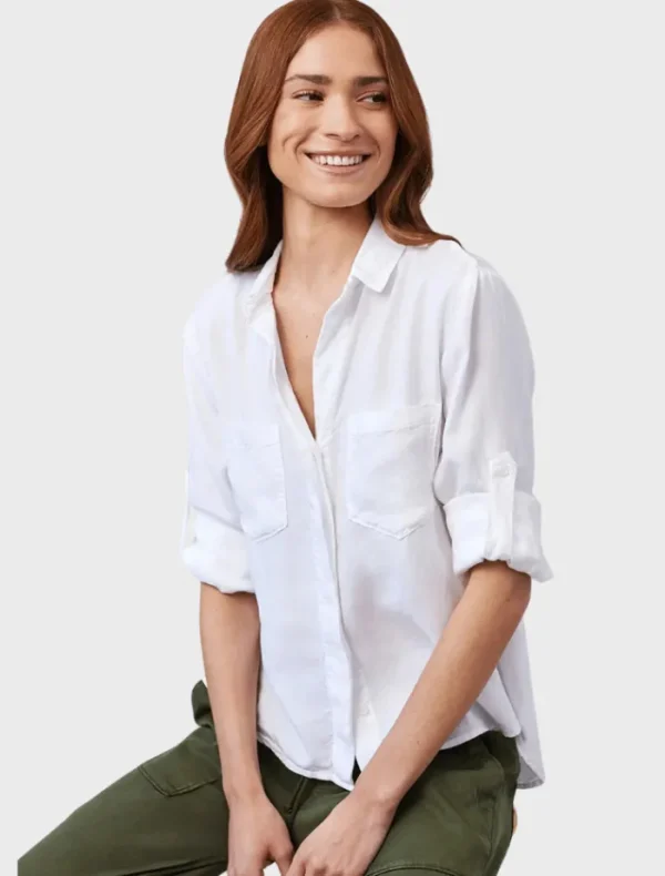 Bella Dahl Split Back Button Down - White< Shirts | Tops