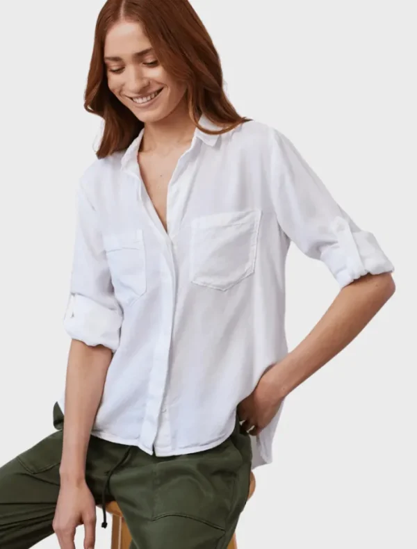 Bella Dahl Split Back Button Down - White< Shirts | Tops