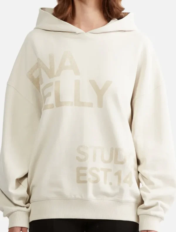 Ena Pelly Stamped Logo Hoodie - Cement< Knitwear