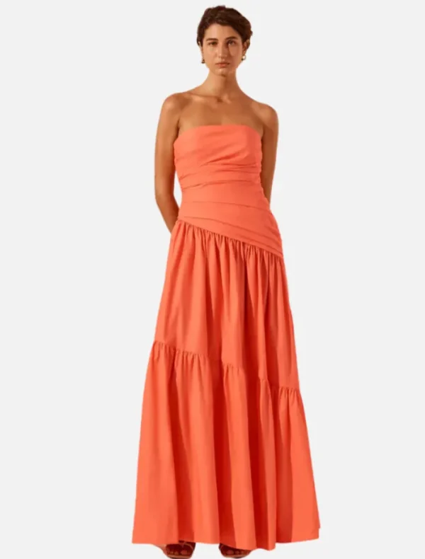 Shona Joy Strapless Tiered Maxi Dress - Coral< Skirts