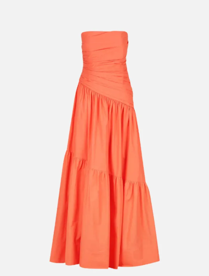 strapless_tiered_maxi_dre_6.webp Shona Joy Strapless Tiered Maxi Dress - Coral< Skirts