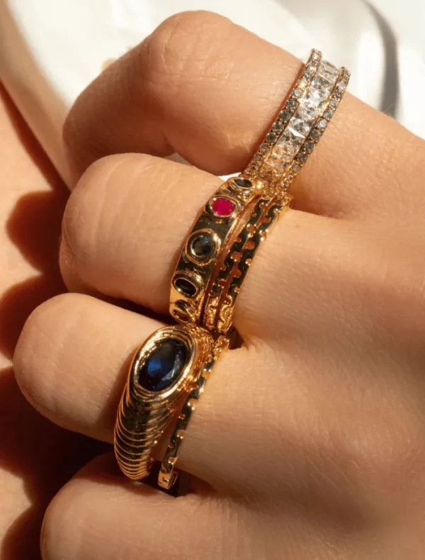 LUV AJ The Royale Stone Band - Gold< Rings