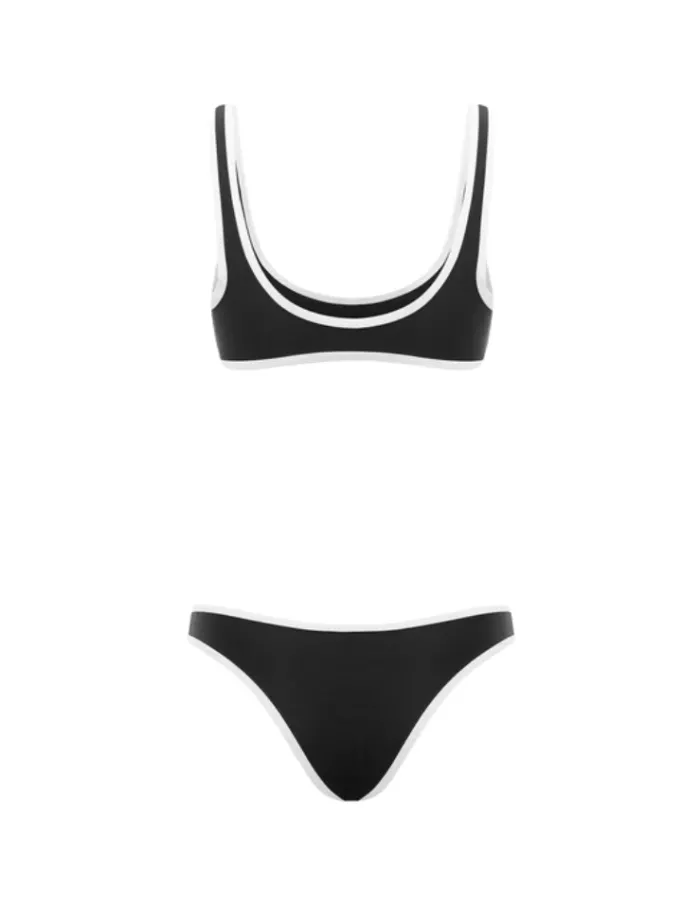 the_s_duo_crop_top__black_1.webp It's Now Cool The 90’S Duo Crop Top - Black & White Contrast< Swimwear | Tops