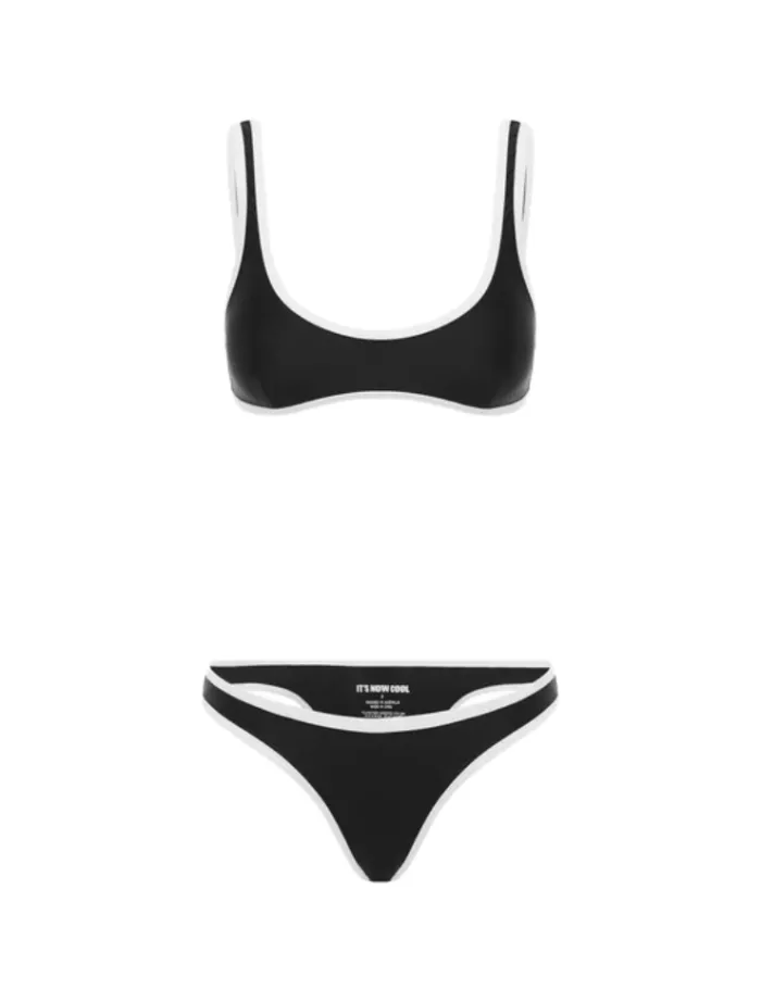 the_s_duo_crop_top__black_4.webp It's Now Cool The 90’S Duo Crop Top - Black & White Contrast< Swimwear | Tops