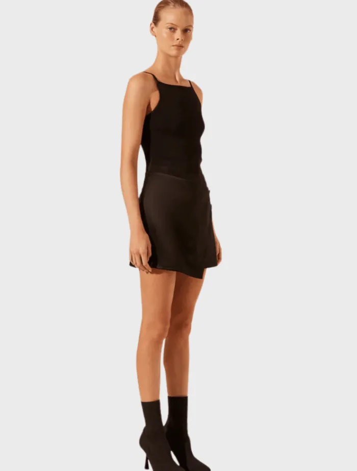 tuxdeo_wrap_mini_skirt__b_1.webp Shona Joy Tuxdeo Wrap Mini Skirt - Black< Skirts