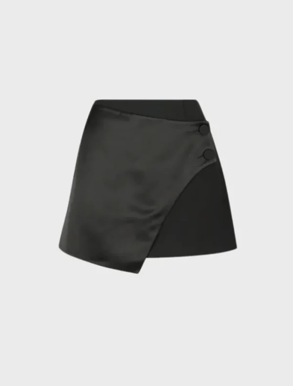 Shona Joy Tuxdeo Wrap Mini Skirt - Black< Skirts