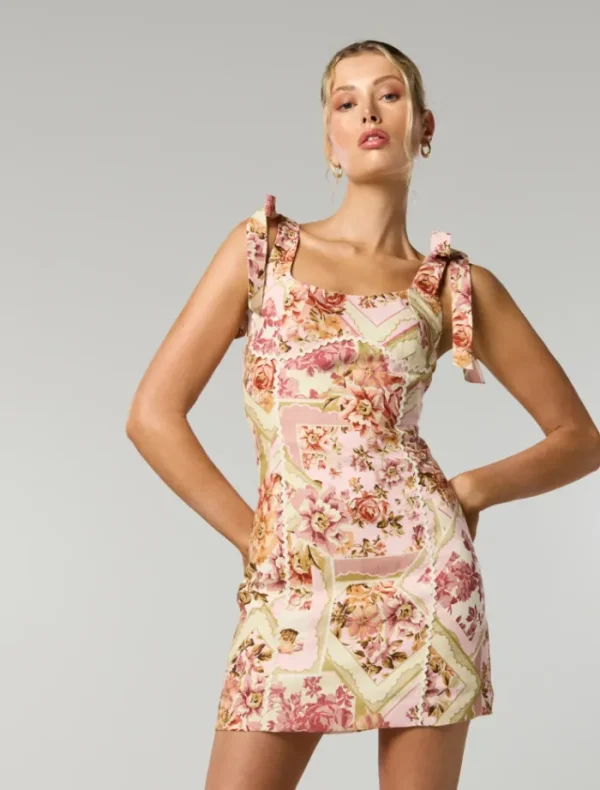 Winona Vaughn Tie Short Dress - Vintage Florals< Casual Dresses | Mini Dresses