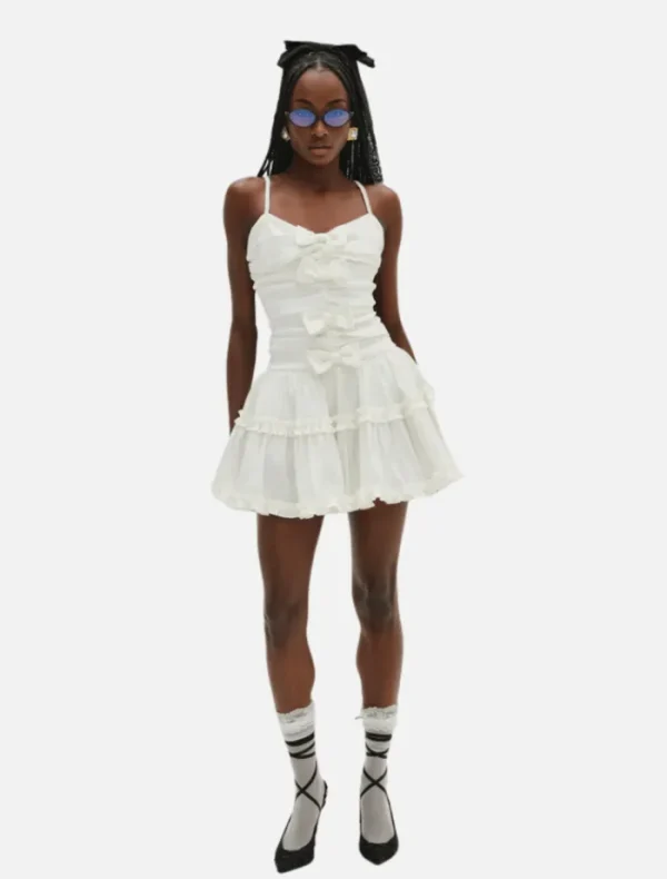 For Love & Lemons Whipped Cream Taffeta Mini Dress - White< Casual Dresses | Mini Dresses