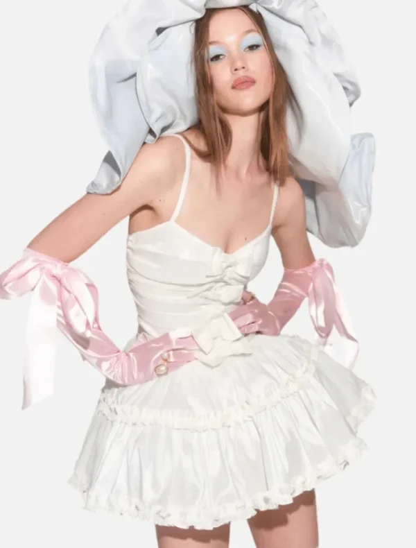 For Love & Lemons Whipped Cream Taffeta Mini Dress - White< Casual Dresses | Mini Dresses