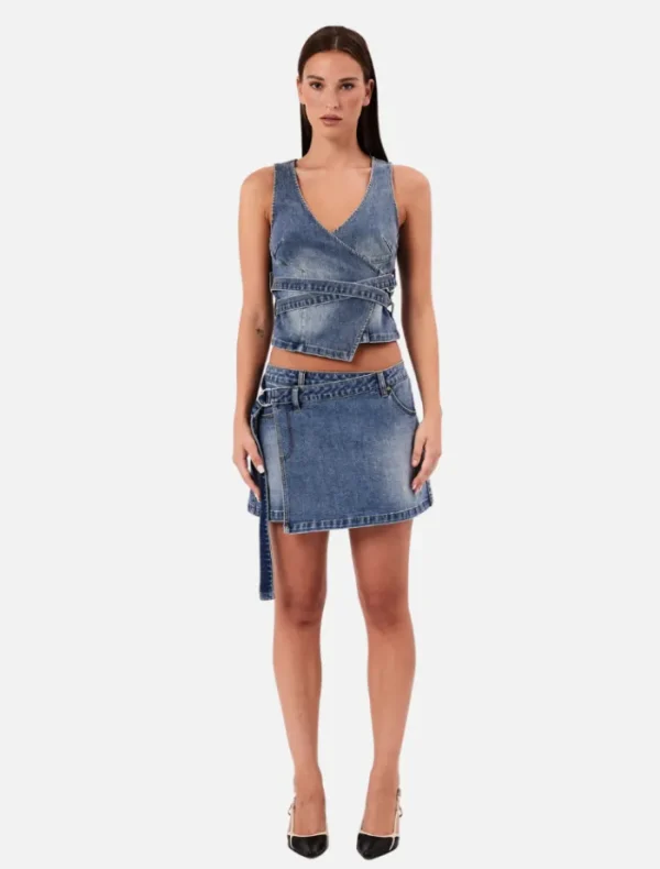 Abrand Wrap Skirt Dalia - Mid Vintage Indigo< Denim | Skirts