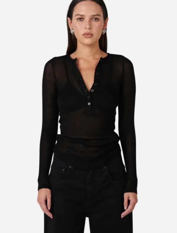 Bayse Xavier Button Top - Black< Knitwear | Skirts