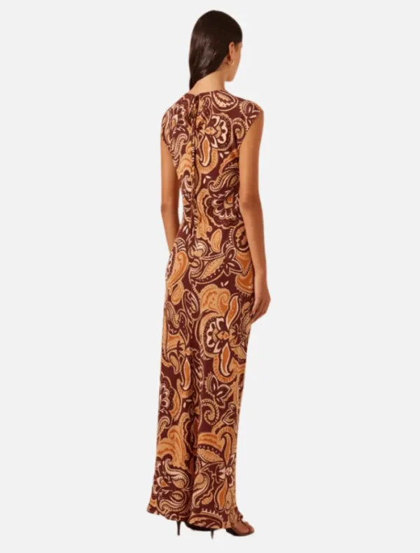 Shona Joy Zahra Silk Side Split Maxi Dress - Burgundy/Multi< Casual Dresses | Mini Dresses