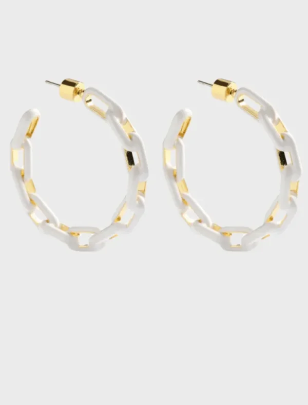Emma Pills Zip Me Up Hoops - WHT Gold< Earrings | Denim